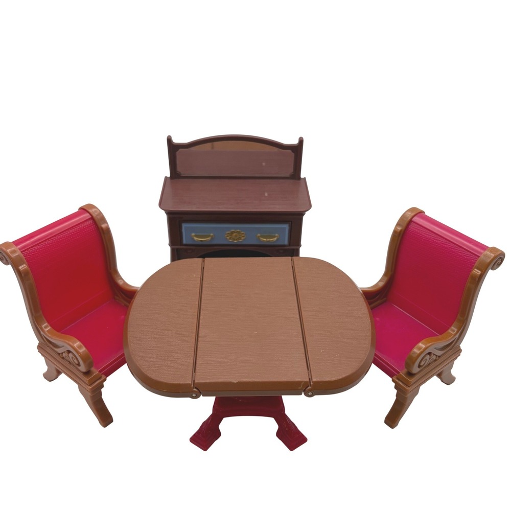 Fisher-Price Loving Family Dollhouse Dining Room Set‎ Table 2 Chairs Buffet 2005